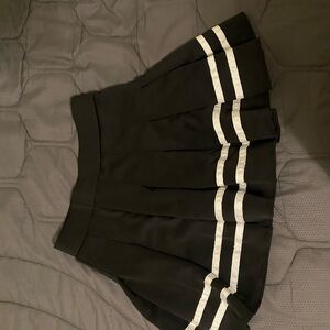 Black Pleated Skirt with White Stripes